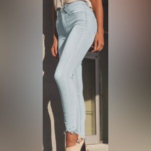 Free People High Rise Skinny Raw Hem Stretch Jeans Color Havana Blue